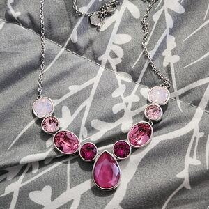 Touchstone Crystal Pink Multi-Stone Silver Necklace